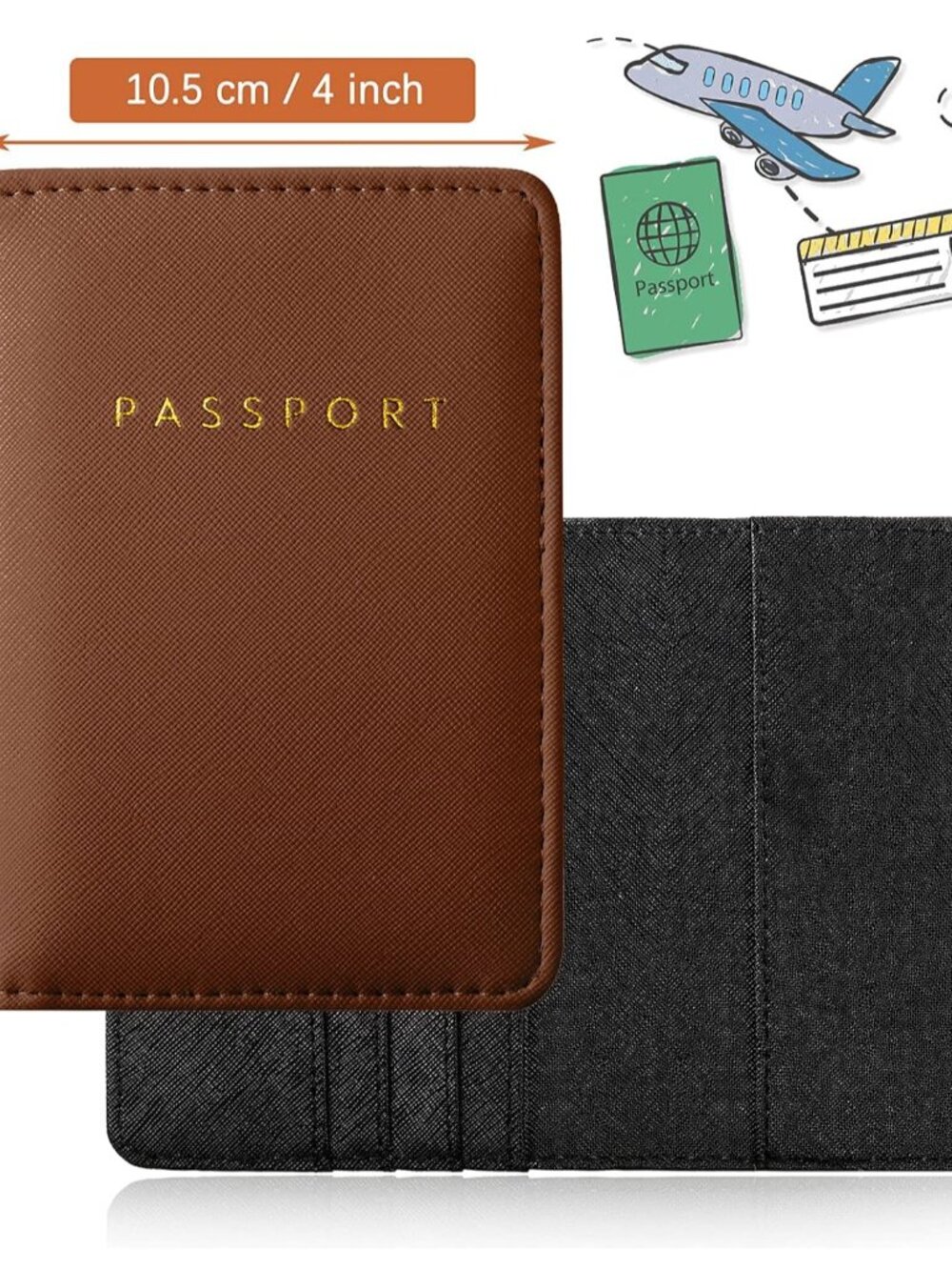2 Pcs Passport Cover Holder for Travel Waterproof Leather Passport Wallet Case B - Picture 2 of 6